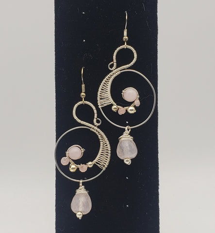 Rose Quartz Gemstone Bead Earrings - jewelry