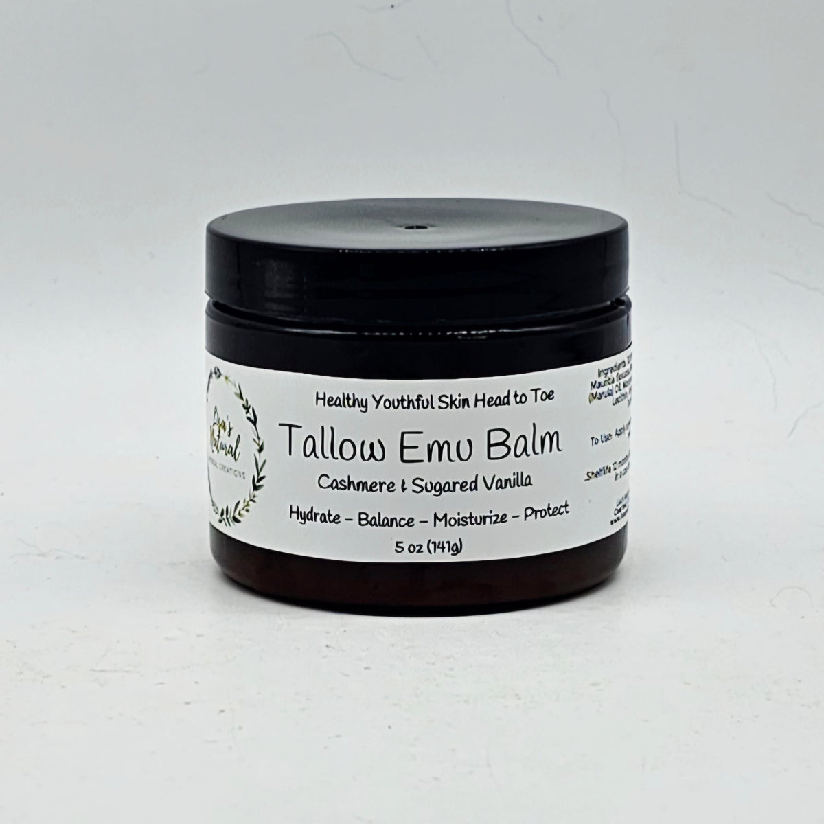 Tallow Emu Balm 5 oz Jar Cashmere & Sugared Vanilla scent jpg