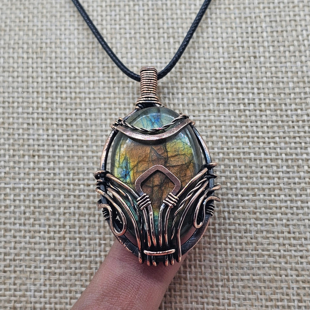 Modern Mystic Labradorite Pendant - Handmade Statement Pendant