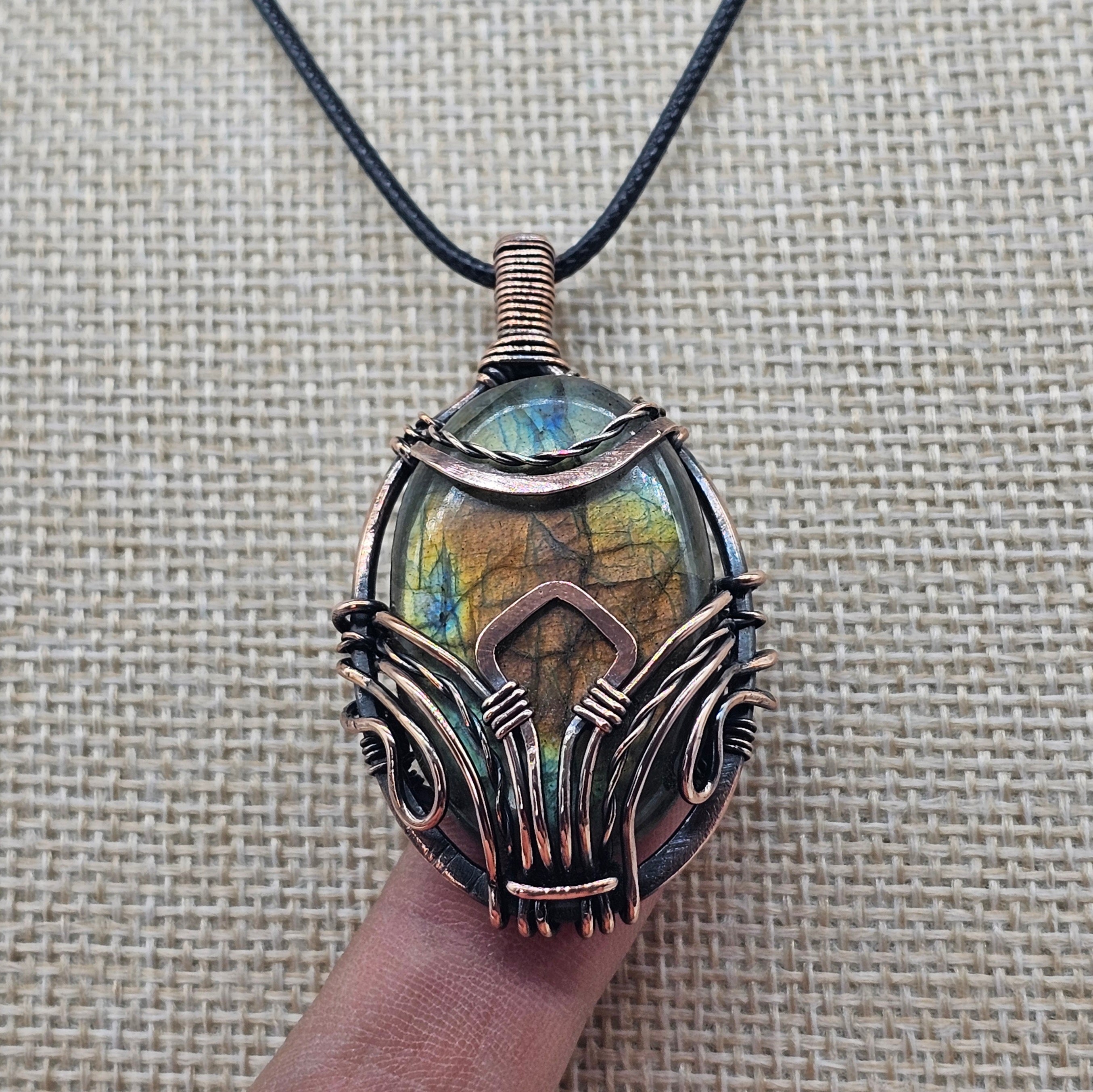 Modern Mystic Labradorite Pendant - Handmade Statement Pendant