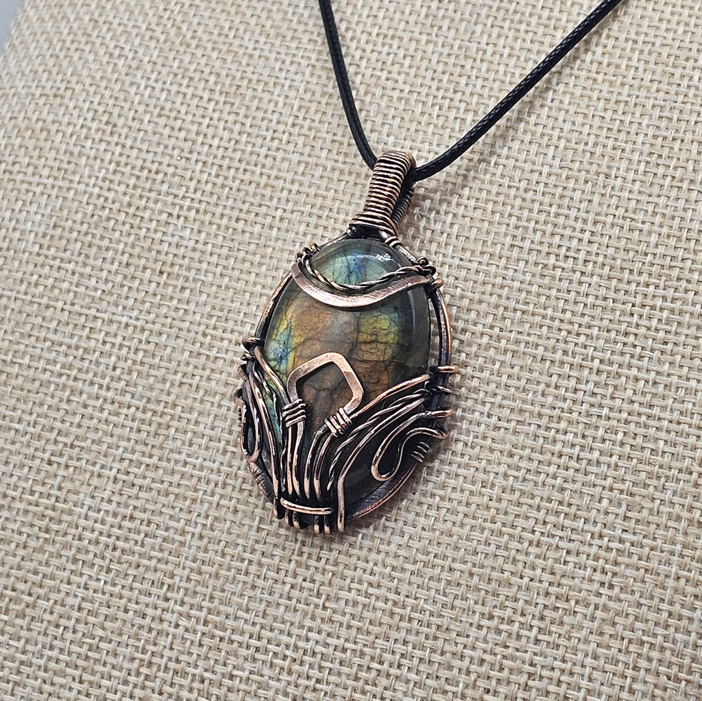 Modern Mystic Labradorite Pendant - Handmade Statement Pendant