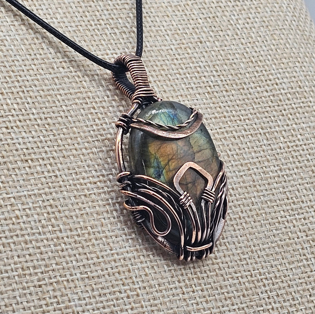 Modern Mystic Labradorite Pendant - Handmade Statement Pendant