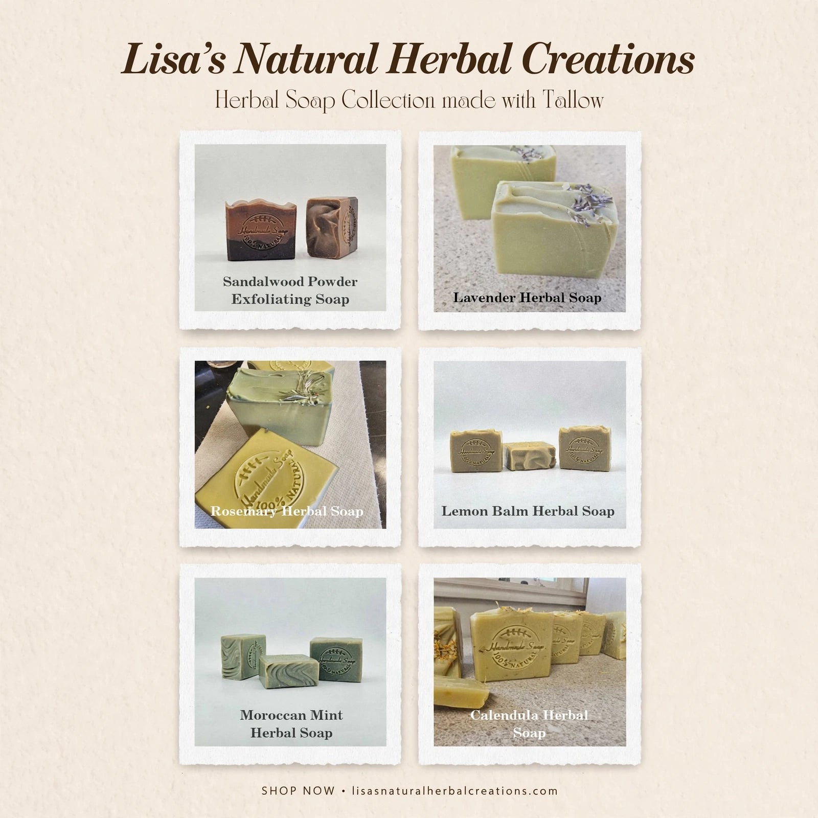 Herbal Soap Bundle - 6-Bar Tallow Collection | Free Shipping