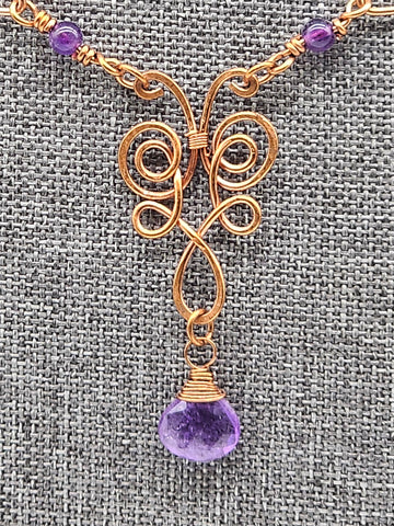 Amethyst Hearts Necklace