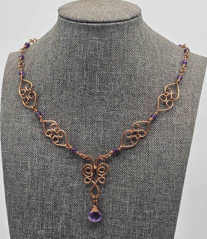 Amethyst Hearts Necklace