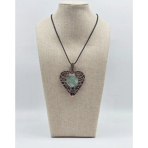 Aquamarine Filigree Heart Pendant