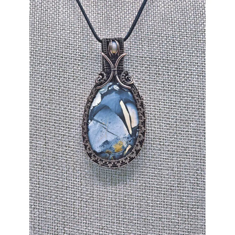 Brecciated Jasper Pendant with Moonstone - pendant