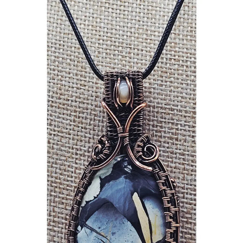 Brecciated Jasper Pendant with Moonstone - pendant