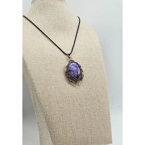 Charoite Copper Beatle Pendant - pendant
