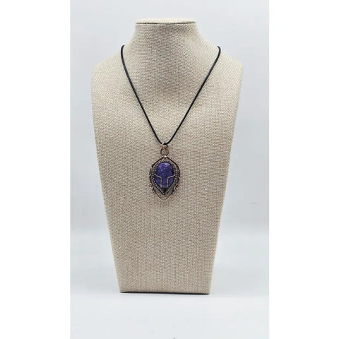 Charoite Copper Beatle Pendant - pendant