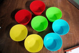 Colorful silicone baking cups for soap challenge featuring oatmeal milk and shea butter