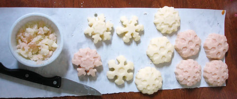 Colorful snowflake and moon-shaped cookies for Mauna Kea Februarys Soap Challenge
