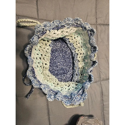 Crochet Boho Drawstring Bucket Bag - accessories