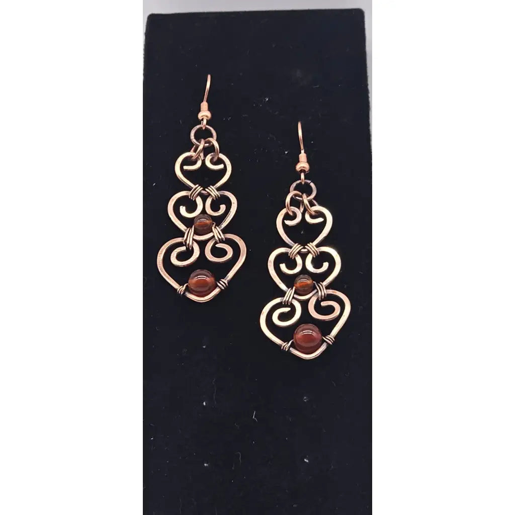 Gemstone Heart Earrings - Carnelian - earrings
