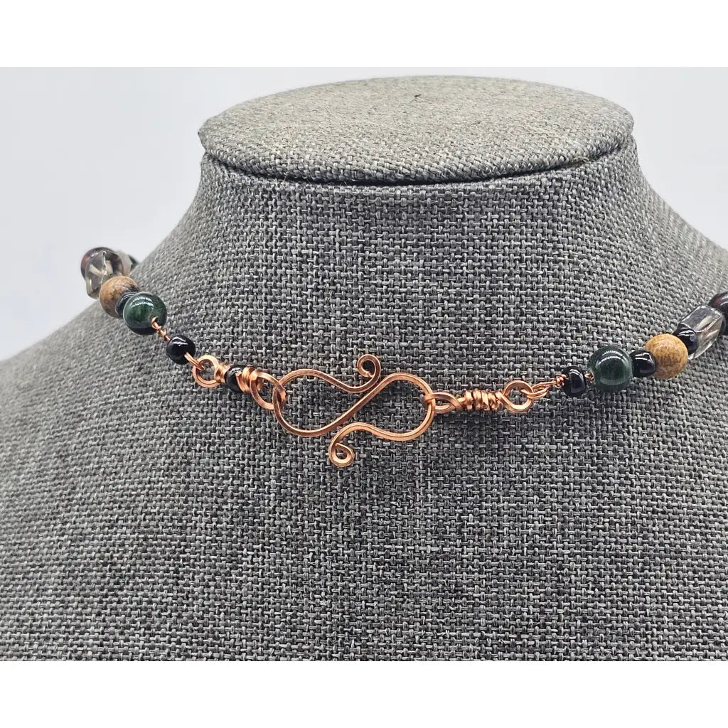 Gemstone Teardrop Pendant with Multi-Bead Necklace