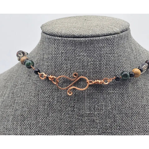 Gemstone Teardrop Pendant with Multi-Bead Necklace