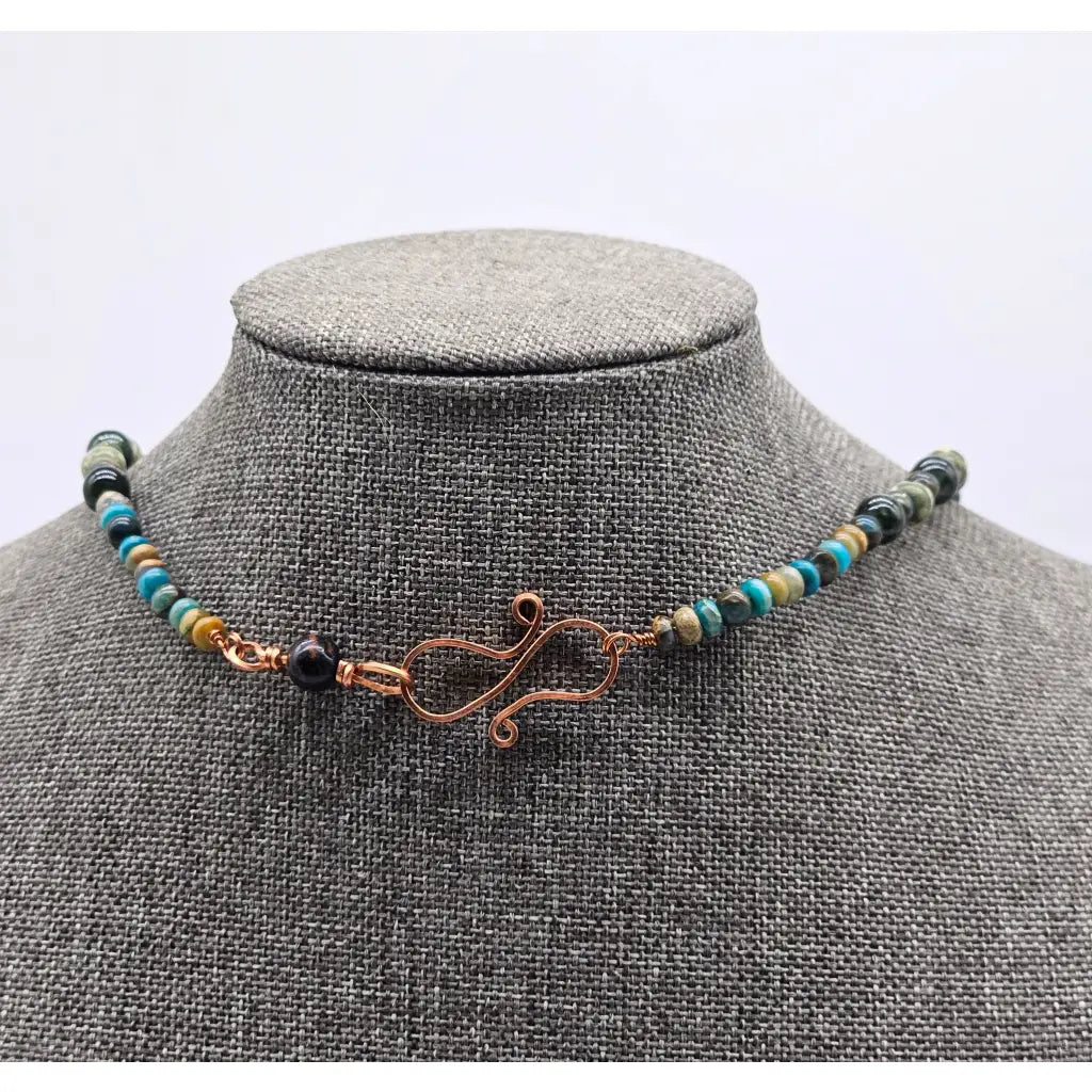 Gemstone Teardrop Pendant with Multi-Bead Necklace