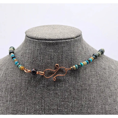 Gemstone Teardrop Pendant with Multi-Bead Necklace