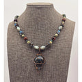 Gemstone Teardrop Pendant with Multi-Bead Necklace