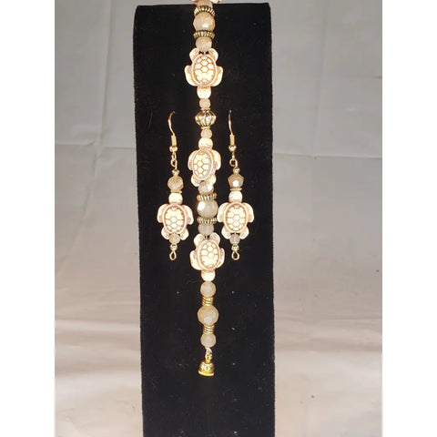 Handcrafted Artisan Bracelet & Earrings Jewelry Sets - Gold