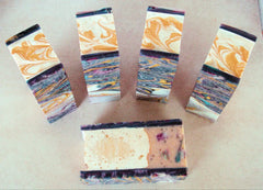 Handmade rimmed soap bars with marbled tops showcased in Rimmed Soap Challenge March 2016