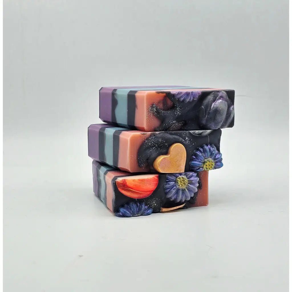 Immortelle artisan soap by Lisa’s Natural Herbal Creations with vibrant swirls