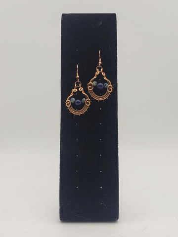 Lapis Lasui Gemstone Bead Dangle Earrings - earrings