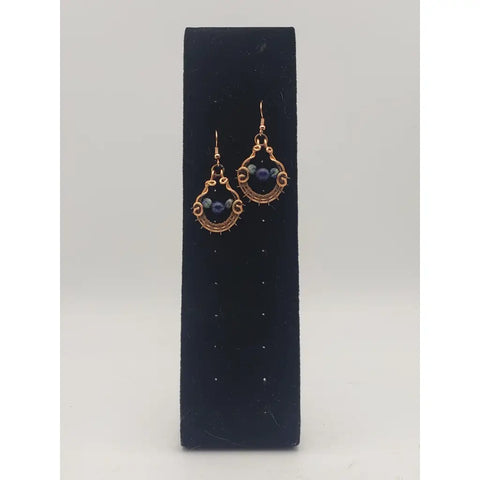 Lapis Lasui Gemstone Bead Dangle Earrings - earrings