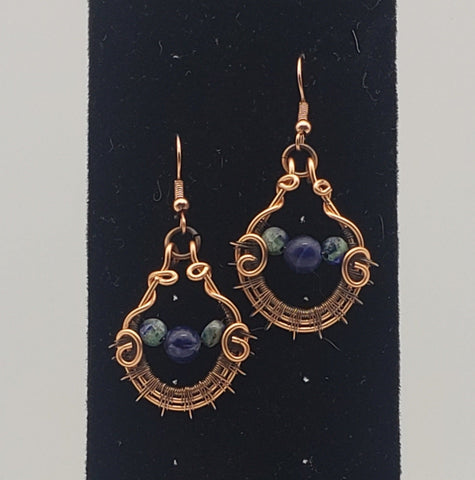 Lapis Lasui Gemstone Bead Dangle Earrings
