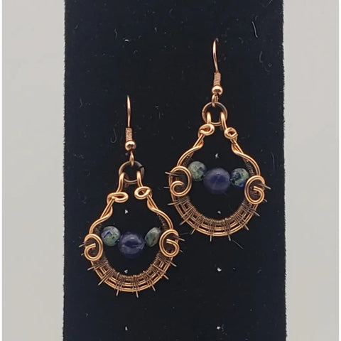 Lapis Lasui Gemstone Bead Dangle Earrings