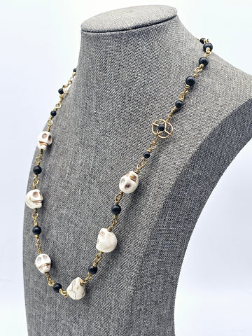 Skulls & Black Tourmaline Necklace