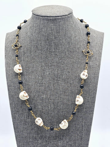 Skulls & Black Tourmaline Necklace