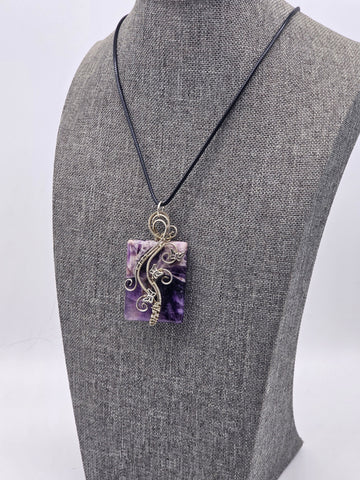 Dogtooth Amethyst Pendant/Necklace with Butterflies