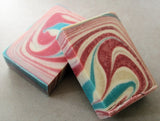 Swirled colorful soap bars from Great Cakes Soap Challenge showcasing creative soap recipe
