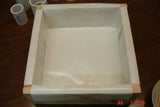 White rectangular slab mold for pipe swirl soap challenge in Almond & Honey Pipe Swirl Soap