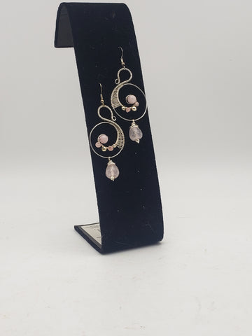 Rose Quartz Gemstone Bead Earrings - jewelry