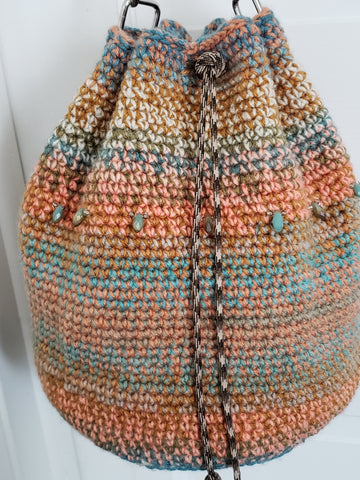 Santa Fe Crochet Boho HandBag/Cross Body Bucket Bag