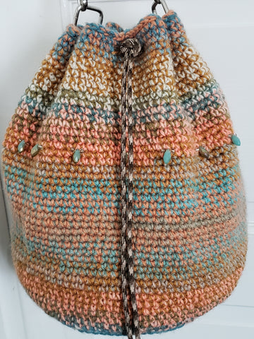 Santa Fe Crochet Boho HandBag/Cross Body Bucket Bag