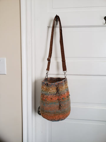 Santa Fe Crochet Boho HandBag/Cross Body Bucket Bag